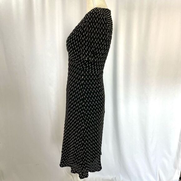 Anna Sui Designer Dress Black & Cream Knit Fit & Flare Midi Vintage Style - Picture 4 of 13